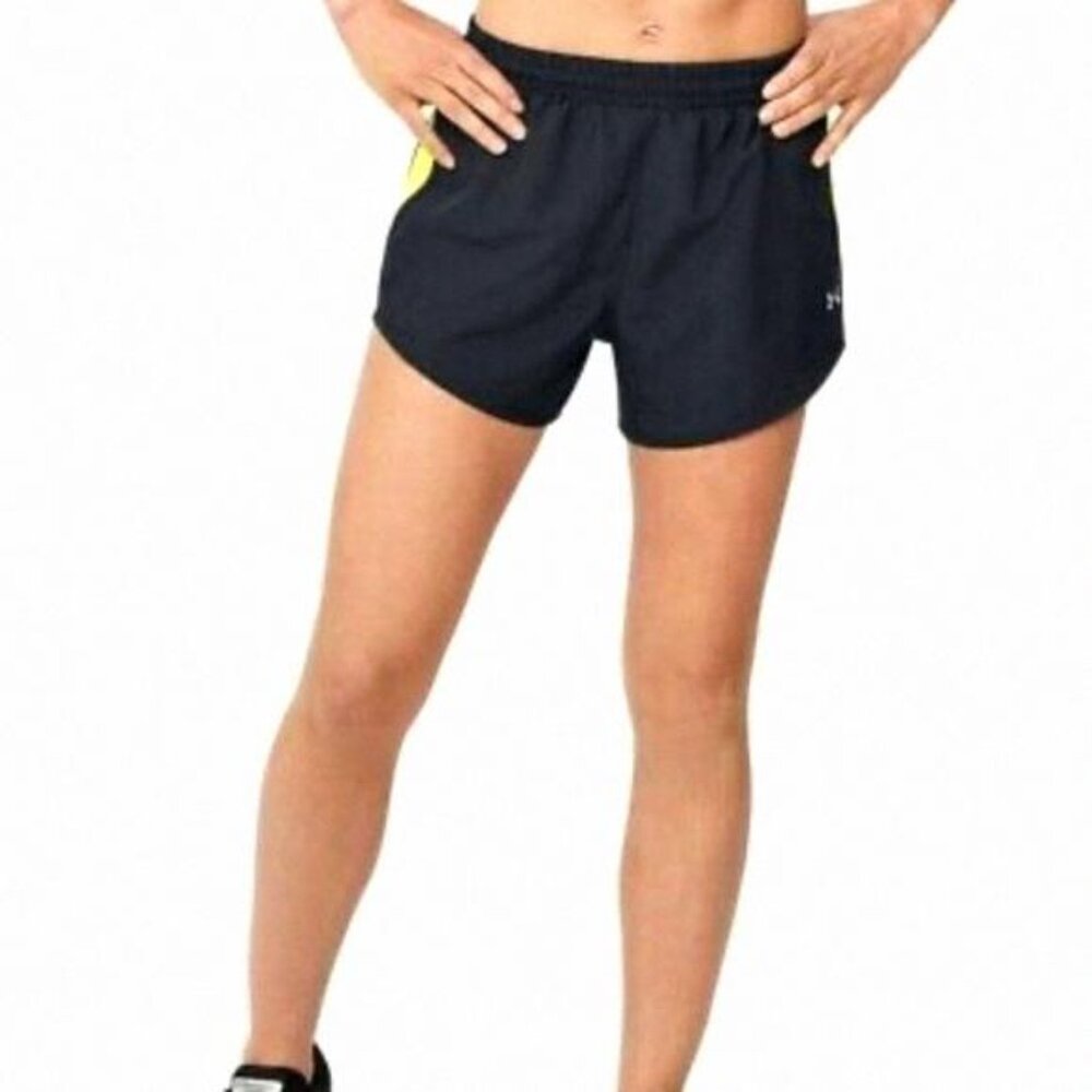 💖MEGA SALE💖 Under Armour Stride Black Yellow UA 015 1290872 Women's Shorts